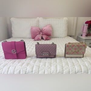 Coach Pink Heart Signature Crossbody with Gold Chain